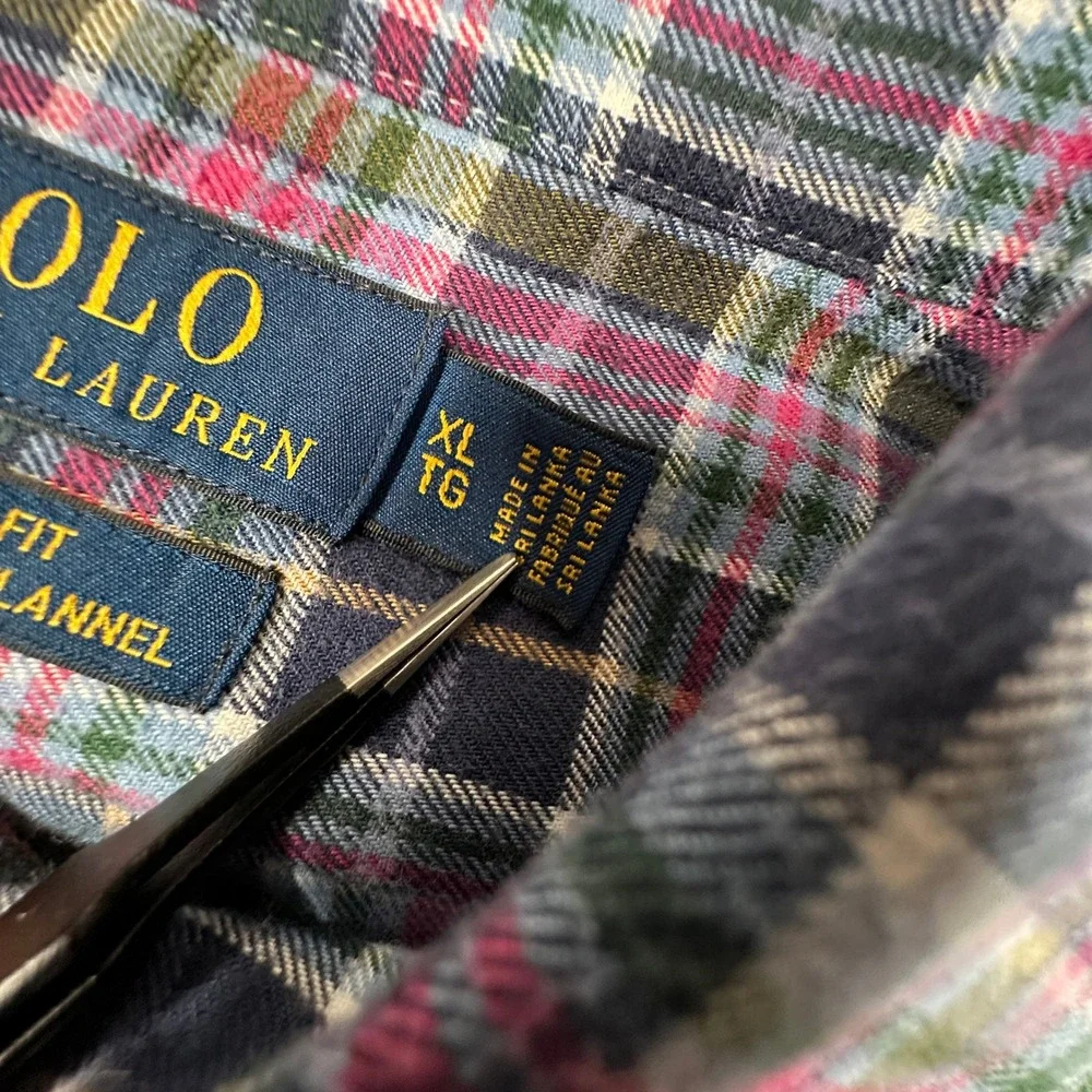 Polo Ralph Lauren Performance Flannel Mens‎ XL Navy Pink Plaid Classic Fit Shirt